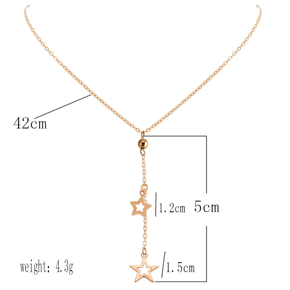 2019 New Personality Fashion Popular Simple Five-pointed Star Pendant Necklace Size Hollow Star Necklace Women Choker Necklace