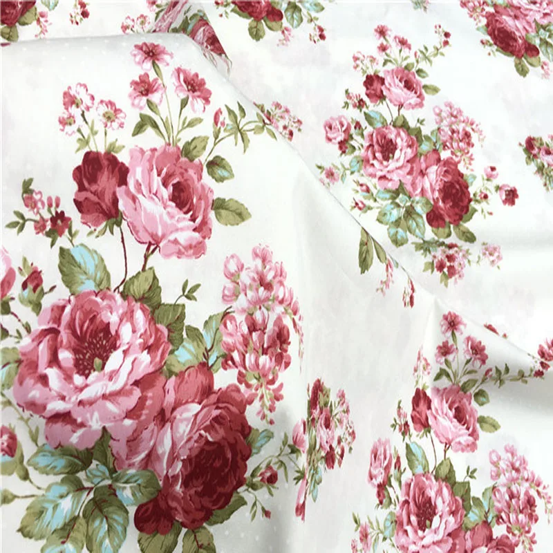 50x40cm Pretty Spring Garden Blooming Rose Flowers Printed Cotton Fabric Bundle For DIY Sewing Decoration Small Size DIY