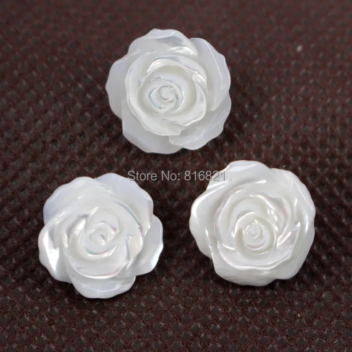 

( 10 pieces/lot ) New 15x7mm Mother of Pearl White MOP Shell Beads Carved Flower Drilled Beads focal Button Beads Charms