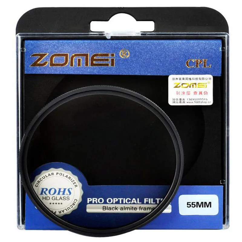 Zomei – filtre d'objectif circulaire polarisant CPL CIR-PL 49 52 55 58 62 67 72 77 82mm, pour appareil photo DSLR Canon Eos Nikon Sony NEX Pentax