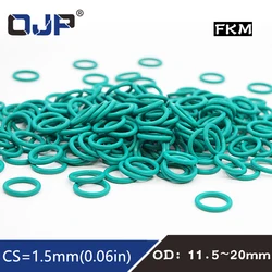 10PC/lot Rubber Ring Green FKM O rings Seals CS 1.5mm OD11.5/12/13/14/15/16/17/18/19/20mm ORing Seal Oil Gasket Fuel Washer