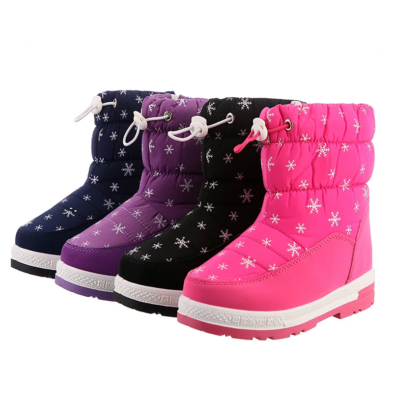 Cute eagle Girls Winter Boots boys Fashion Plush Snowshoe Water-Proof Students Sneakers Rubber Boots New Keep Warm Sneakers