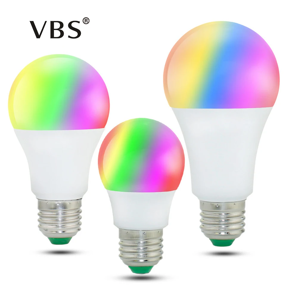 LED RGB電球,交換可能な電球,5W,10W,15W,rgbw,85-265v,魔法の休日,rgb,リモコン付き,16色