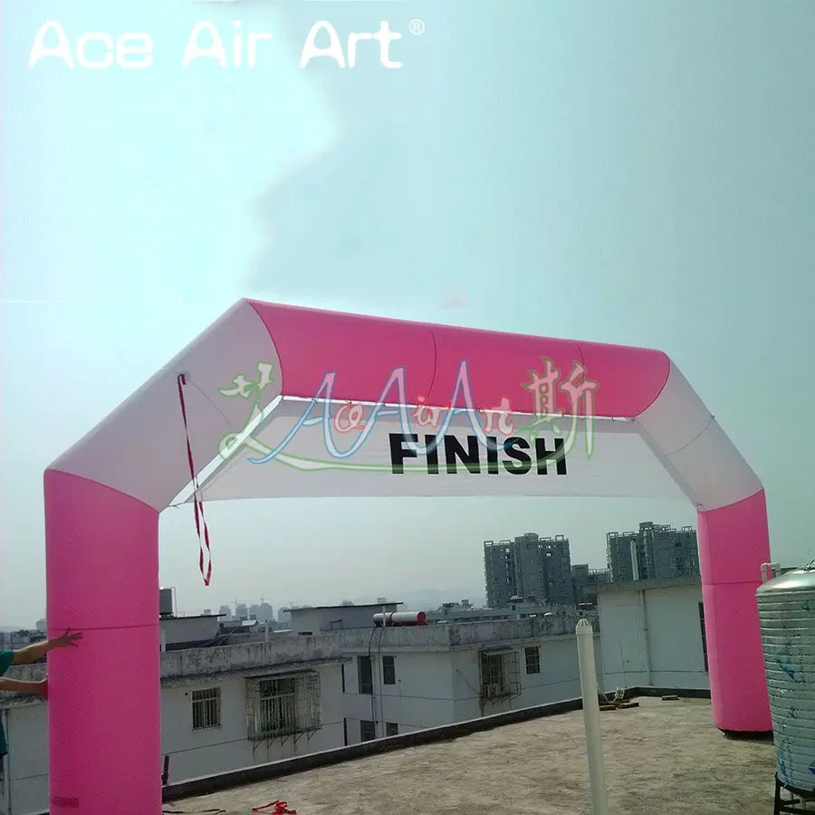 Popular 8x4m White and Pink Inflatable Race Arch Start/Finish Line for World Breast Cancer Awareness Day