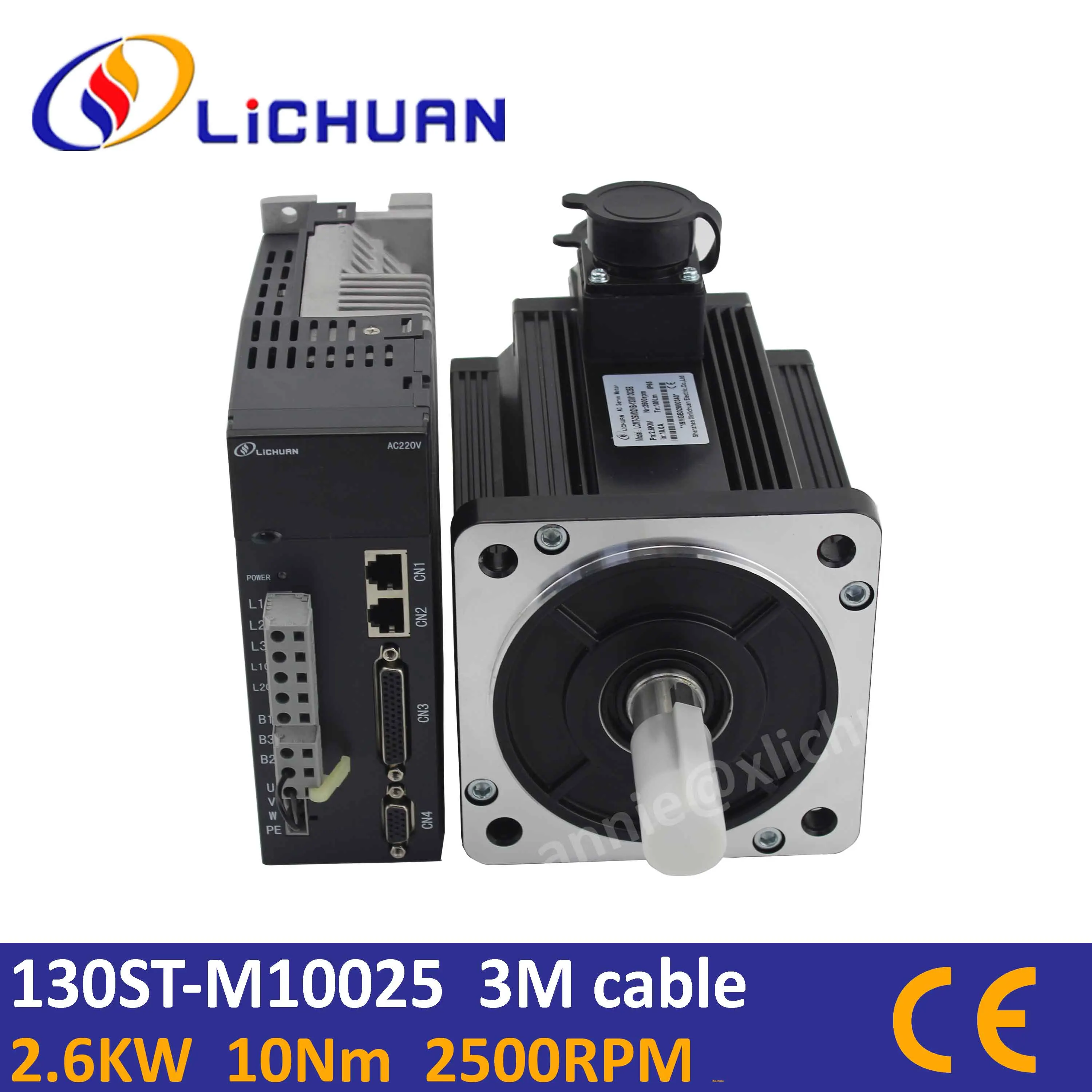 AC servo 2.6KW motor with 2.6KW servo controller 130ST-M10025 10Nm 2500ppr servo motor 2.6KW for CNC kit