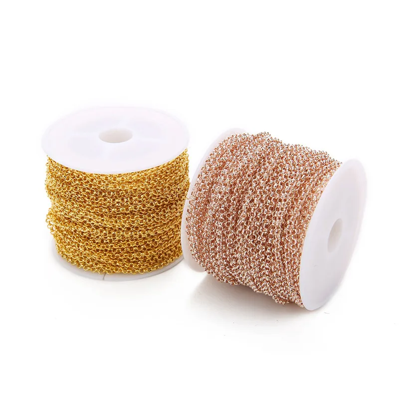 10 Yard 2/3mm Metall Eisen Rolo O Link Ketten Groß Kette Gold Farbe für Diy Armband Halsketten, die Entdeckungen Großhandel – Detail 6