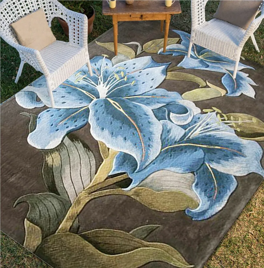 Lily Flowers on Wool Large size carpets for parlor living room bedroom Classical Mat rugs decoration floor rug Floral carpet