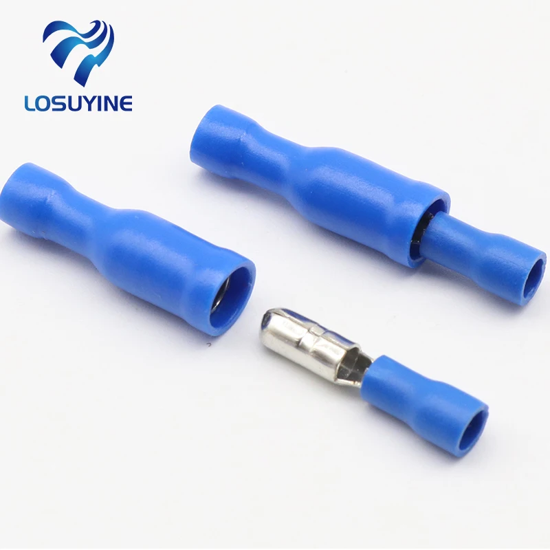 Hot 50 X Blue Male Female Bullet Connector Crimp Terminals Wiring 22 - 16 AWG