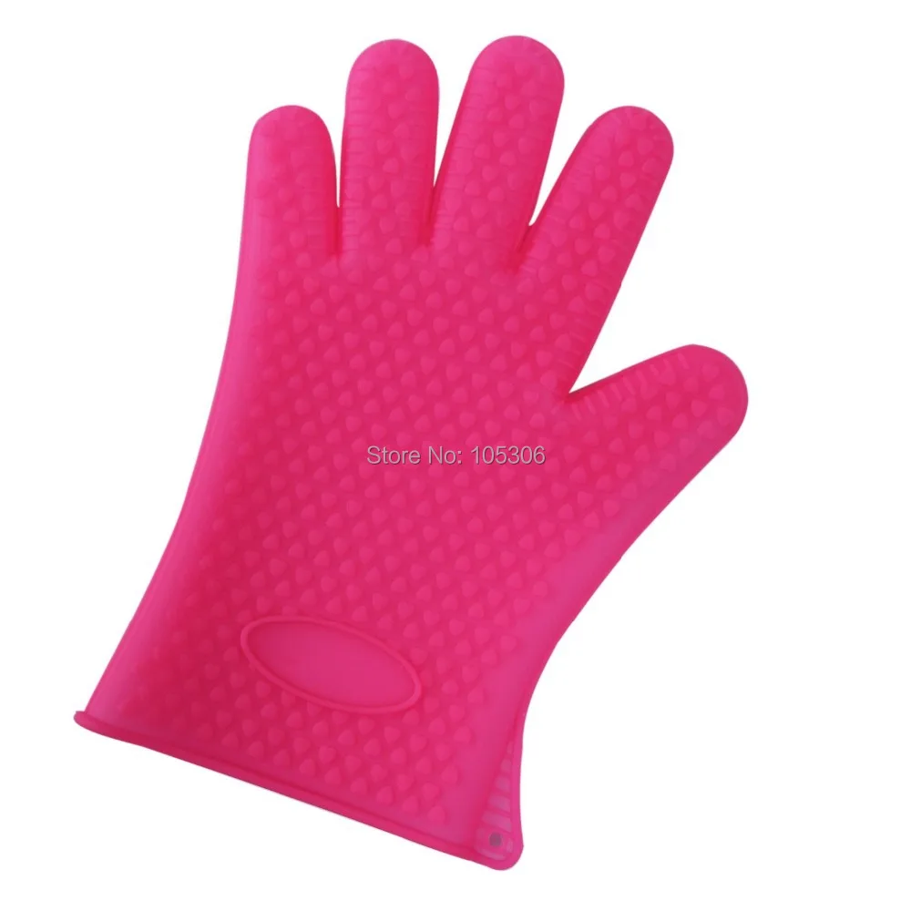 

Silicone Glove Baking BBQ Microwave Oven Gloves Silicon Mold Heat Resistant Mitt Pot Holder Kitchen Cooking Tools Color Red