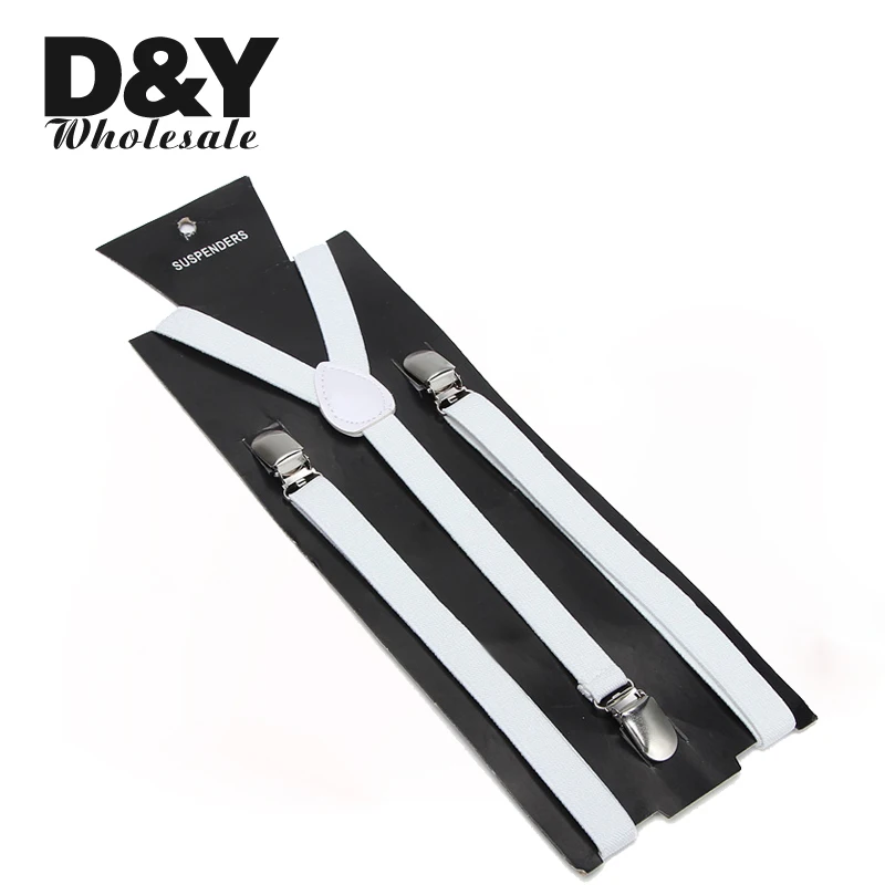 Pończoch do spodni spodnie Holder kobiety mężczyźni Clip-On elastyczne szelki Slim Suspender y-back Gallus 1.5cm szeroki biały elastyczny