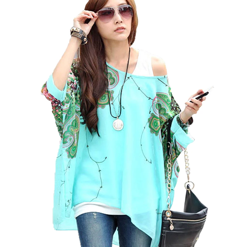 Chiffon Tops Novelty 2021 Ladies Floral Print Casual Loose Blouses Shirts Plus Size 4XL 5XL 6XL Women\'s Summer Tops Blouses