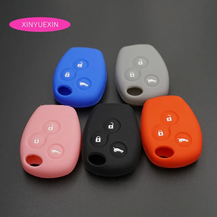 Xinyuexin Protection Key Silicone cover For Renault Clio Scenic Megane Duster Sandero Captur Twingo Modus Remote Key 3 Buttons