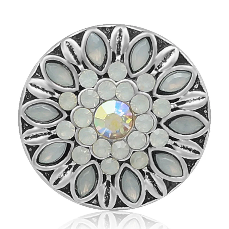 KZ3384 New Beauty Elegant Rhinestone Round flowers 20MM Metal snap buttons for DIY 18mm snap jewelry wholesale