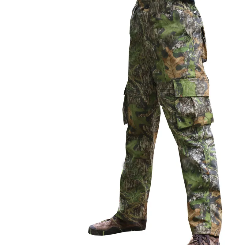 Men Breathable Leaves Bionic Camouflage Hunting Pants Hiking Camping Fishing Long Trousers Military Cargo Pants Plus Size