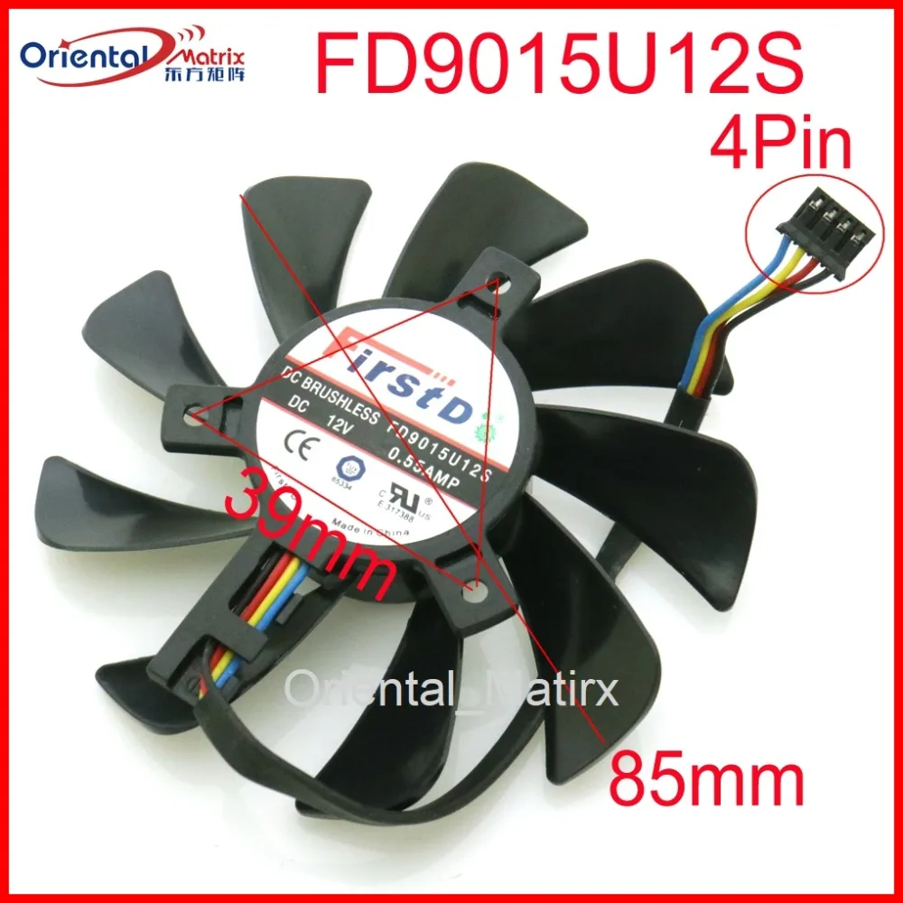 Free Shipping FD9015U12S 12V 0.55AMP 85mm VGA Fan For XFX 470P GPU Graphics Card Cooling Fan 4Pin