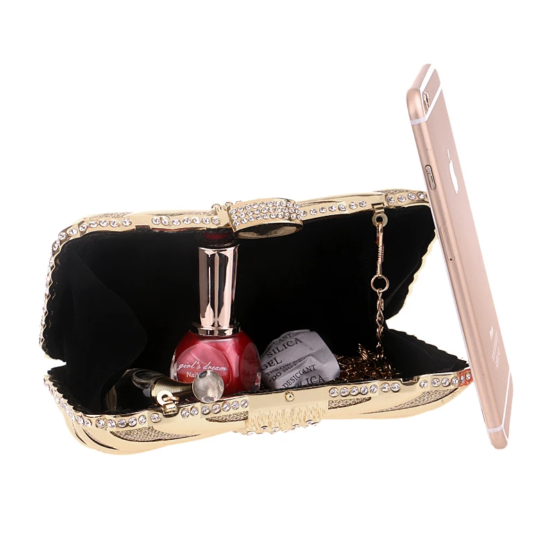 SEKUSA Luxurious Women Clutch Bags Metal Diamonds Chain Shoulder Evening Bags Lady Dress Wedding Dinner Party Handbags