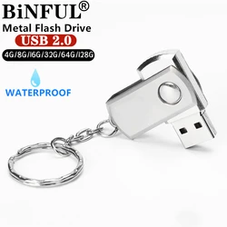 BiNFUL wasserdichte Metall gedreht usb-stick 8 gb 16 gb 32 gb 64 gb 128 gb Silber/gold /rosa Memory stick pen drive USB 2.0 U Disk