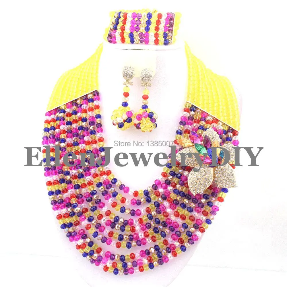 

Multicolor African Beads Jewelry Set Crystal Beads Necklace Set African Jewelry Set Crystal Jewelry Set W7795