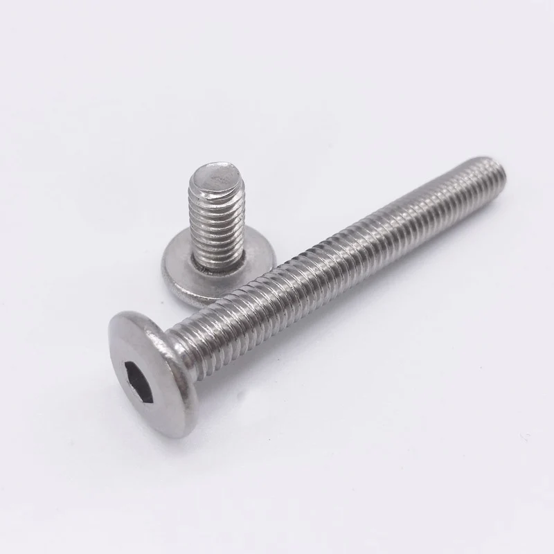 Wkooa M5 M6 M8 Screws Stainless Steel Furniture Connector Bolts Flat Head Hex Socket For Barrel Nut Pack 50