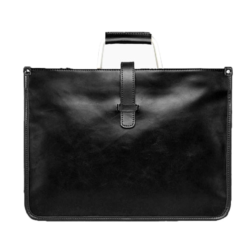 Sac à main avec poignée en métal pour homme, sacoche d\'affaires, fourre-tout à bandoulière, pour ordinateur portable, peau naturelle, mallette