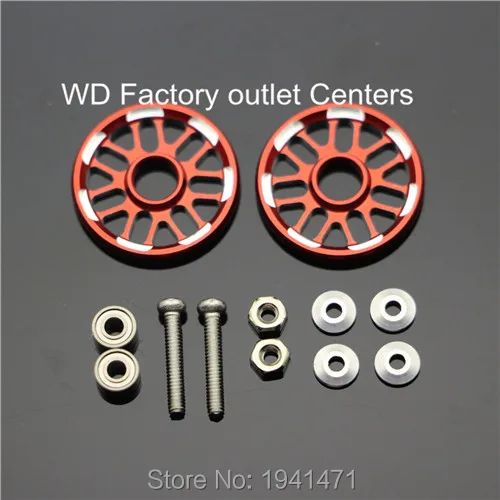 RFDTYGR  Aluminum 19mm Snow Shaped Rollers Self-made Parts Tamiya Mini 4WD 19mm Colored Aluminum Guide -Wheel D012  2Sets/lot