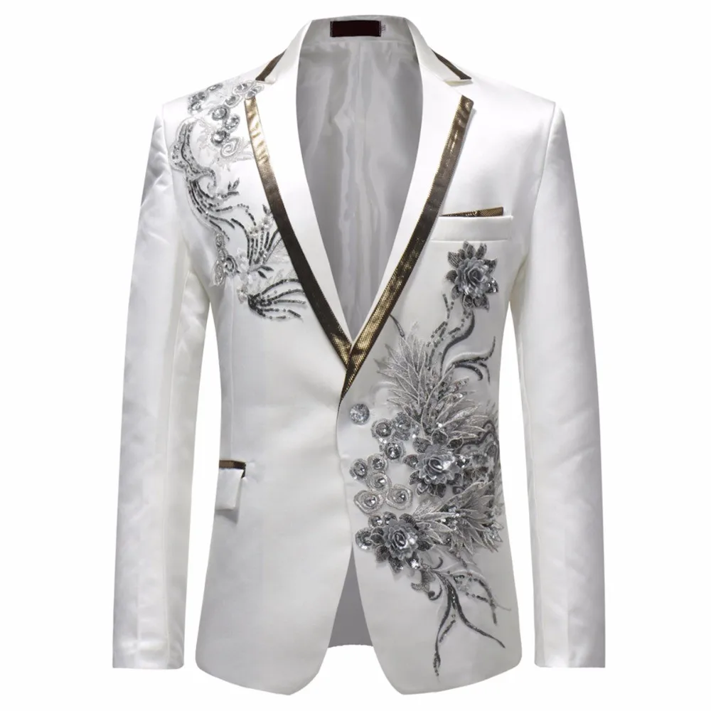 

2019 Male Single Breasted Slim Fit Suit Jacket Men Vintage Style Fashion Floral Print Party Blazer Men Plus Size Fashion Jacket