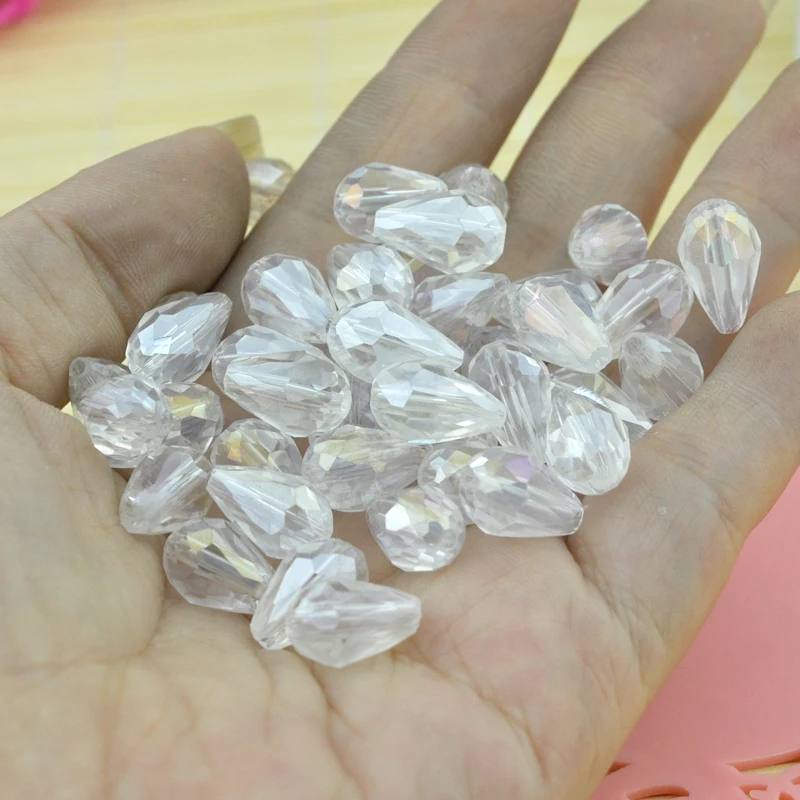 295pcs Clear AB Faceted Tear Water Drop Glass Crystal Charm Finding Loose Spacer Beads 8x11mm For Jewelry Accessories DIY Making