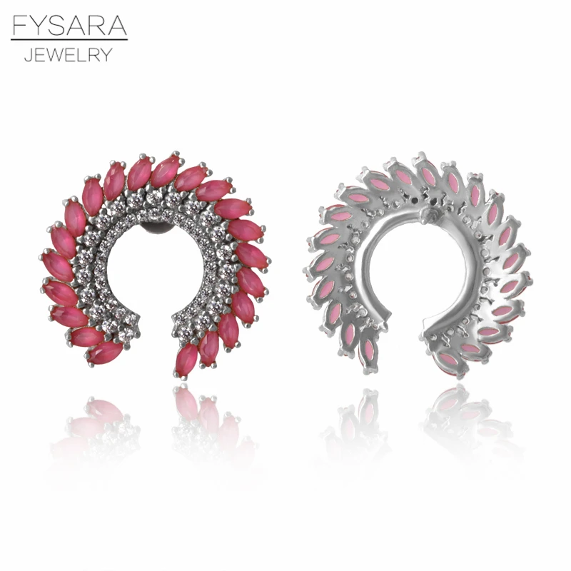 FYSARA New Brand Round U Shape Red Rhinestone Crystals Earrings For Women Bohemia Statement Earrings Love Luxury Brazil Jewelry