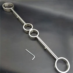 Stainless Steel Fixed Wrist Handcuffs Fetter Anklet Cuffs Shackles Restraint Bondage Cangue Adult BDSM Sex Toy For Male Female