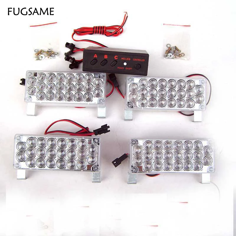 

FUGSAME New Arrival 4*22led 88 LED Car Auto Roof Flash Strobe Magnets Emergency Warning Police Light 44LED Red Blue Amber White