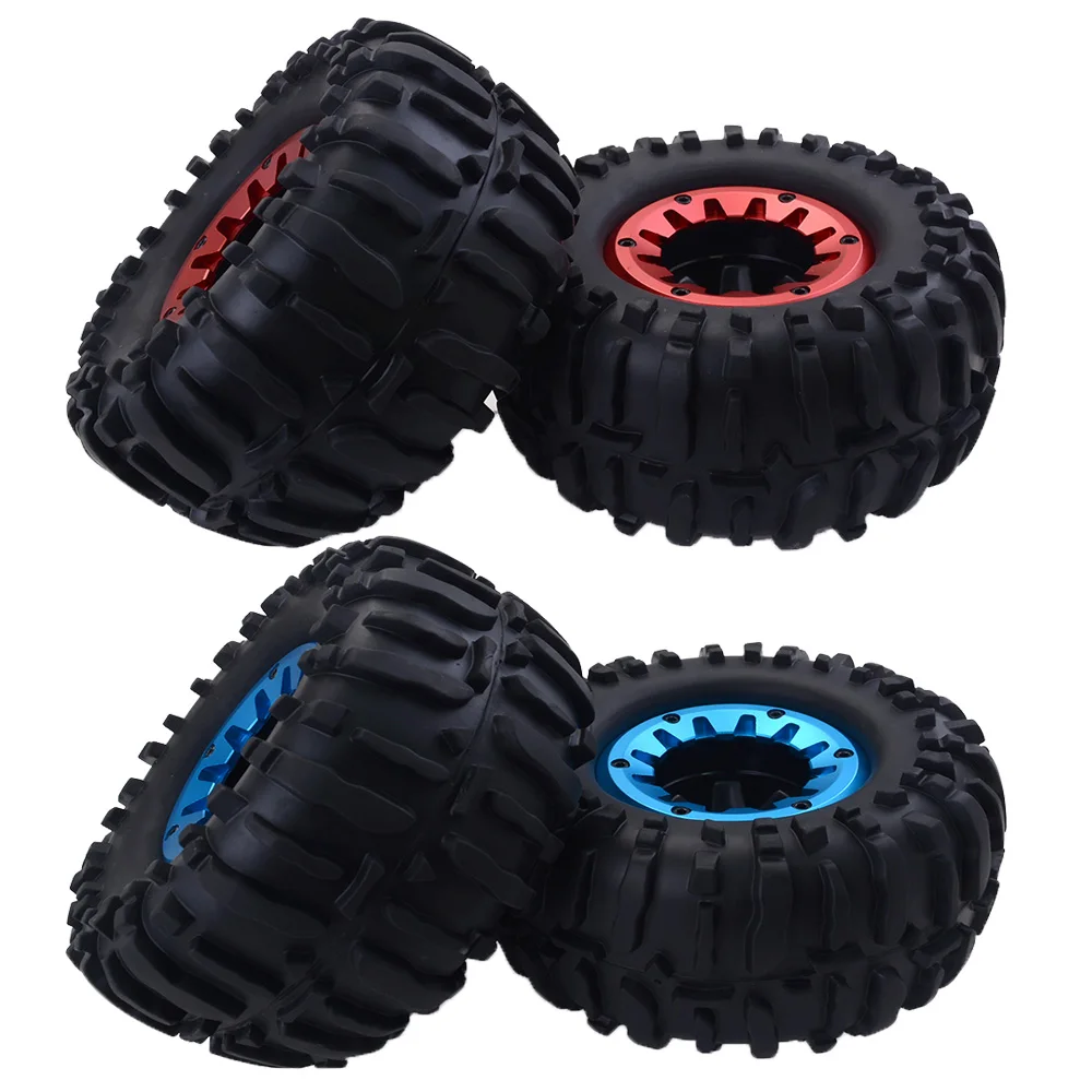 4 pcs Monster Truck Wheel Rim Tires Kit for 1:10 Traxxas Tamiya HSP HPI Kyosho RC Trucks Car Rubber Tyre Parts