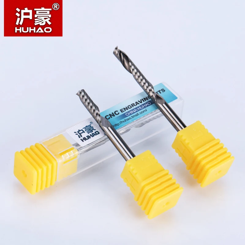 HUHAO 1PC CNC End Mill Shank 4mm One Flute Spiral Cutter Tugster Steel Router Bit For MDF Carbide Milling Cutter For Wood