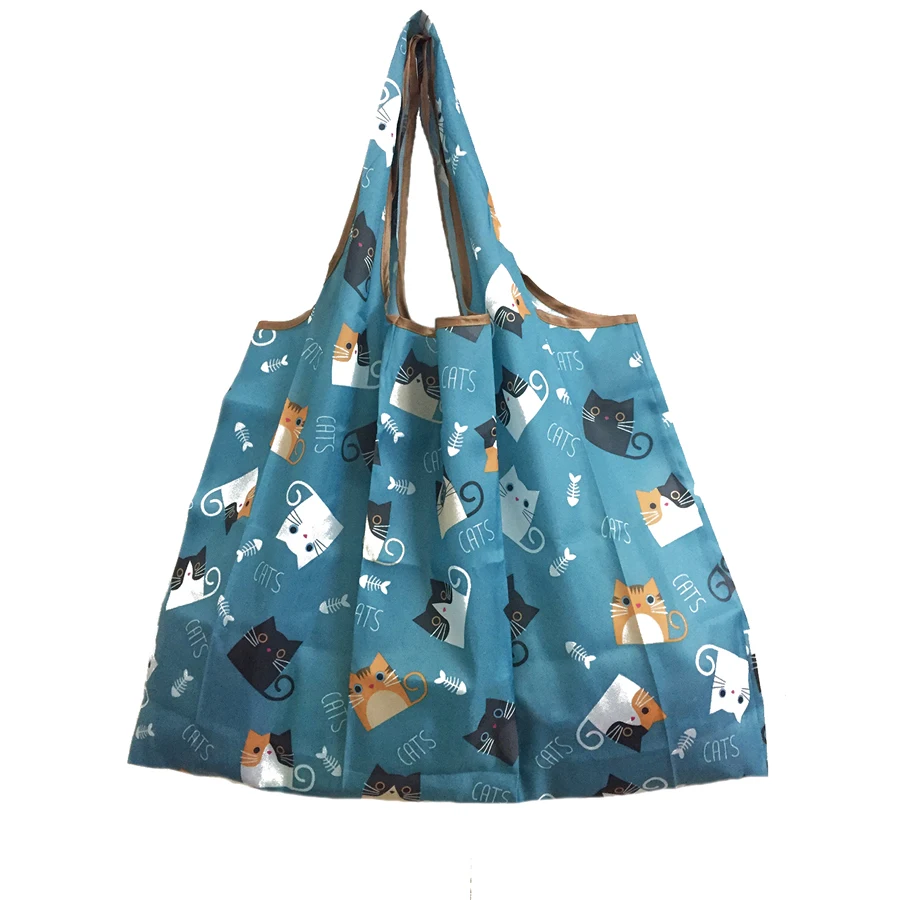 New Lady Foldable Recycle Shopping Bag Eco Reusable Shopping Tote Bag Cartoon Floral Fruit Vegetable Grocery FS11