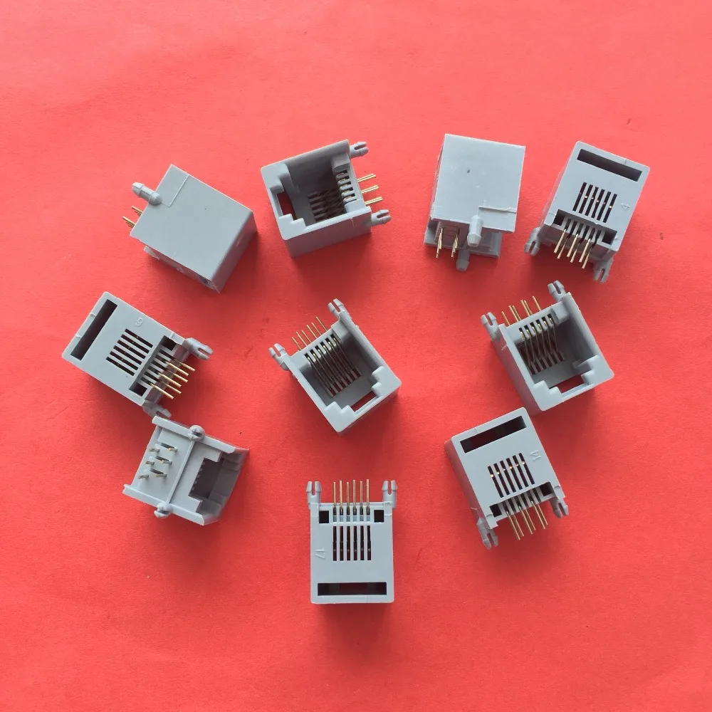 10PCS/Lot YT2038 RJ12 RJ11 Socket Telephone 90 Degrees 6Pin Crystal Female 6P6C Socket  Free Shipping