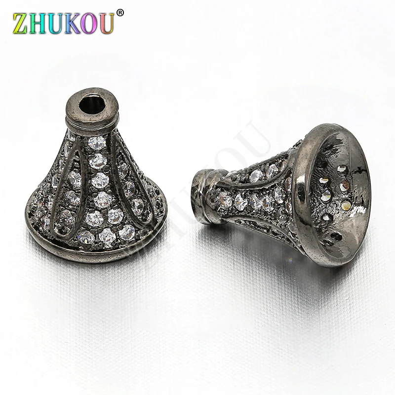 8*9mm Brass Cubic Zirconia Bead Caps DIY Women Necklace Pendant Jewelry Accessory Findings, Model: VH2