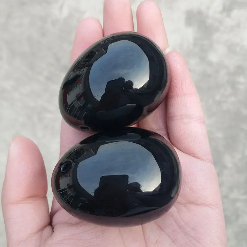 1pcs Natural Black Obsidian Crystal Egg Ball Magic Sphere Healing