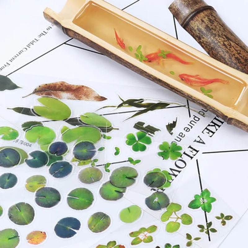 5 sztuk 3DSimulation Fish Lotus Duckweed UV żywica dekoracyjna naklejka Fit formy DIY mikro element dekoracji krajobrazu etui na telefon naklejka do scrapbookingu