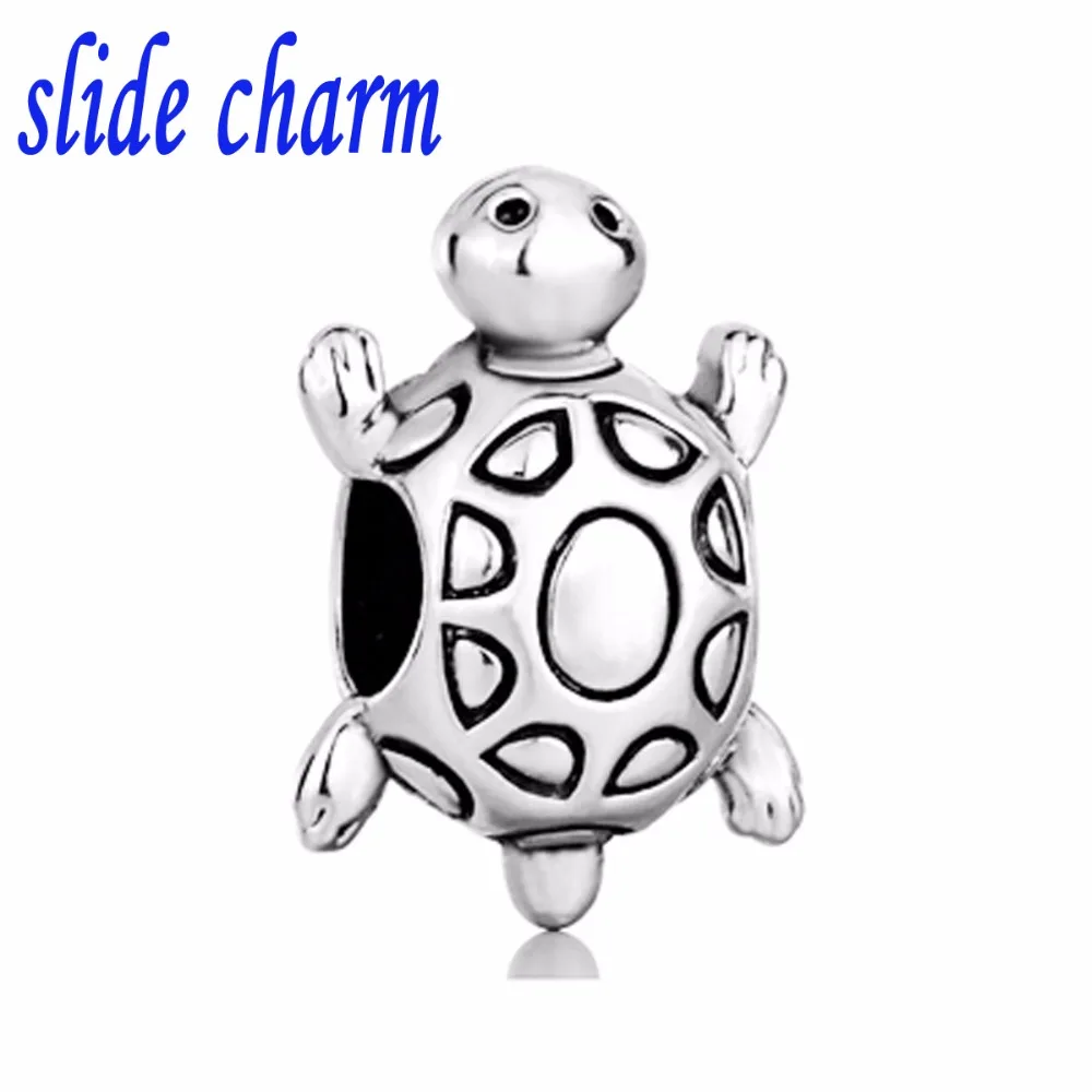 2025 New Slide Charm Sea Turtle Marine Life Animal Charm Beads Fit Pandora Bracelet