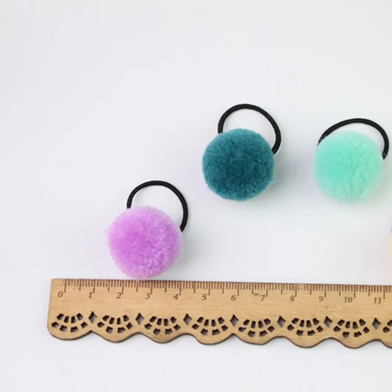 Cute Girls Fluffy Ball Pompom Hairpins Elastic Ponytail Holder Hairband Mini All-inclusive Hair Clip Hair Ropes Hair Accessories