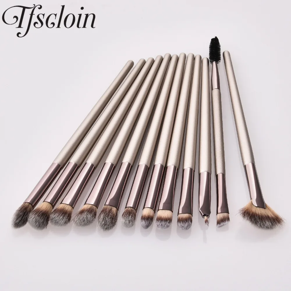 ENNKE New Make Up Brushes 12 Pcs Professional Blending Eyeshadow Eyebrow Eyelash Brush For Women Makeup Beauty Set