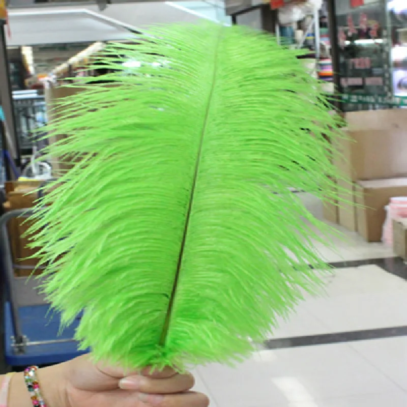 Hot! Free shipping Wholesale 100 / lot green  ostrich feathers 16-18inches / 40-45cm DIY wedding Interior decorations