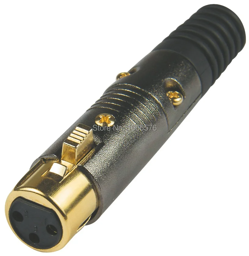 

wholesale 10 pcs/lot 3-Pin Female XLR Mic Microphone Premium Audio Cable Plug Gold Connector Jack