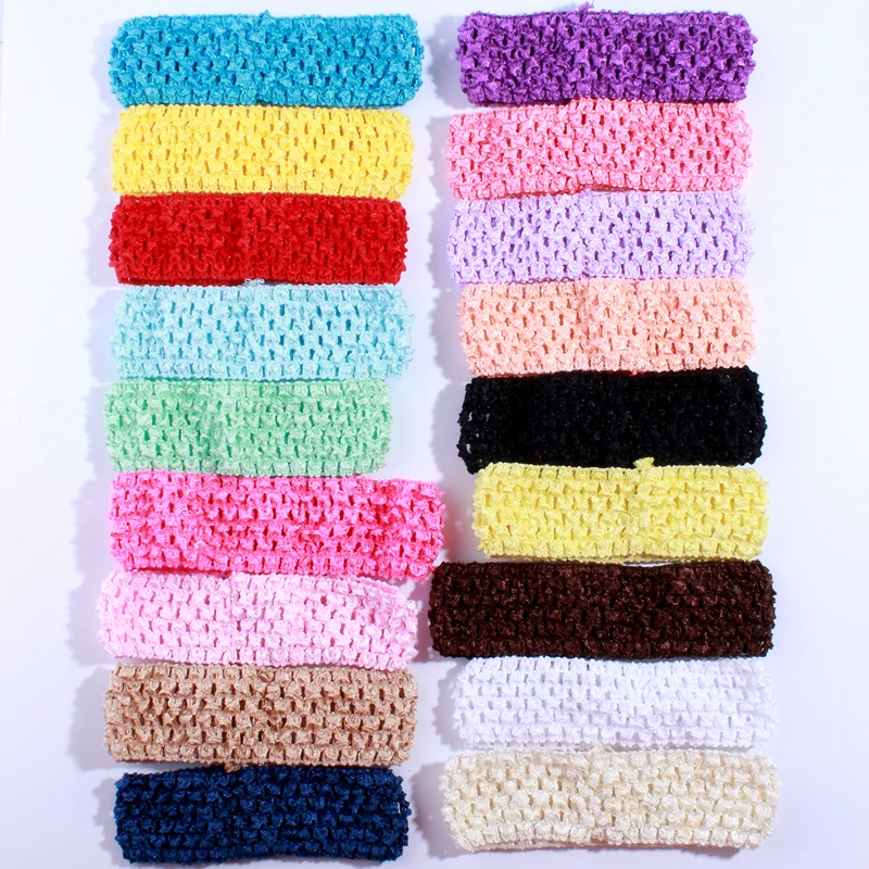 10PCS 4CM 1.5 Inch Elastic Crochet Girl Top Tutu Hairband Knitted Pettiskirt Hollow out Headband U Pick Color