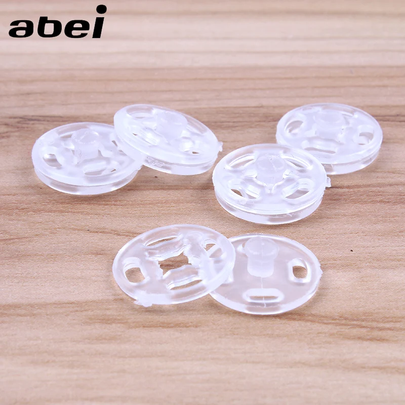 100 Sets/Lot 11mm 13mm Transparent Snap Button Plastic Clear Snaps Fasteners Press Sewing Tools Handmade Accessories Supplier