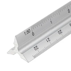 2024 New 30cm Aluminium Metal Triangle Scale Architect Engineer Technical Ruler 12