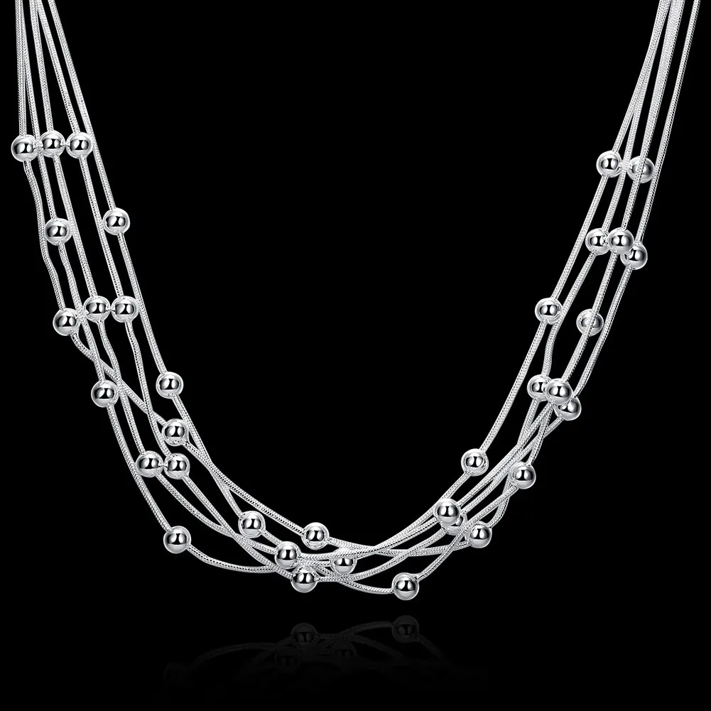 Five Line Snake Chain Light Beads Necklaces Necklaces & Pendants for Women Silver Plated Fashion Choker Chains Jewelry Xmas Gift