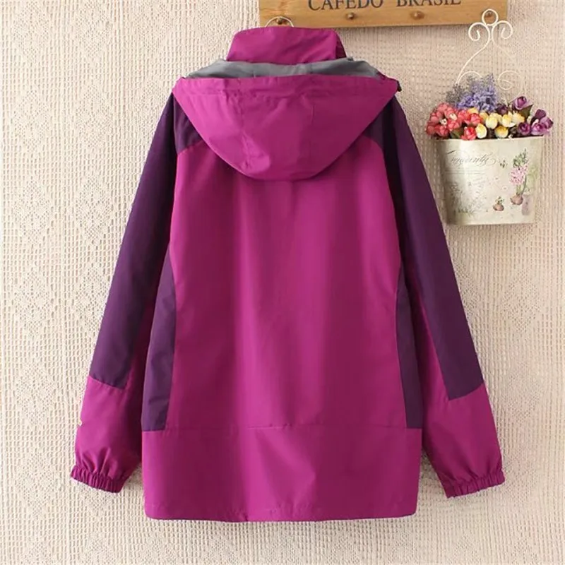 Fashion Spring Autumn Jackets Women Hooded Coat Female Splice Outerwear Casual Tops Short Jackets Outdoor Female Outerwear 7XL