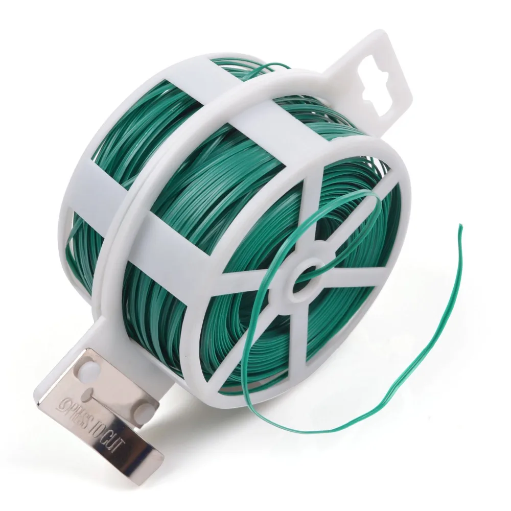 328 Feet (100m) Green Multi-Function Sturdy Garden Plant Twist Tie with Cutter/ Cable/Zip Coated Wire (4 Colors Choose)