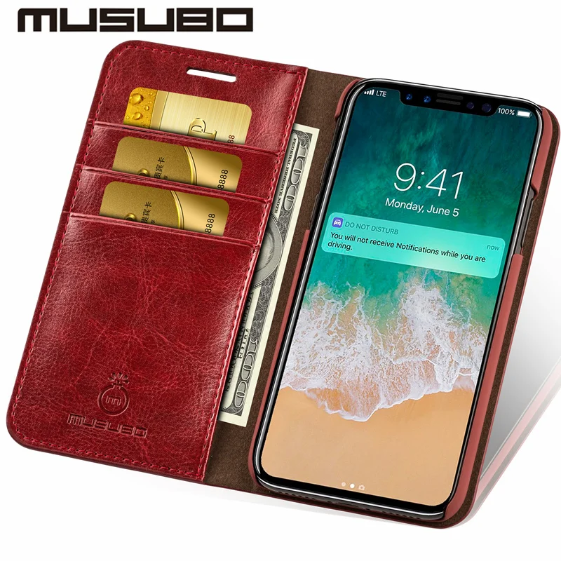 Musubo Leather Phone Case Cover For iPhone XR X 8 Plus Luxury Card Holder Wallet Flip Case for iphone Xs Max 7 plus 6s Plus 6 SE