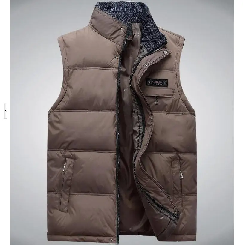 

New Winter Men Casual Warm Vest Plus Size M-XXXXL Super Quality Pocket Design Mandarin Collar Man Fashion Waistcoat